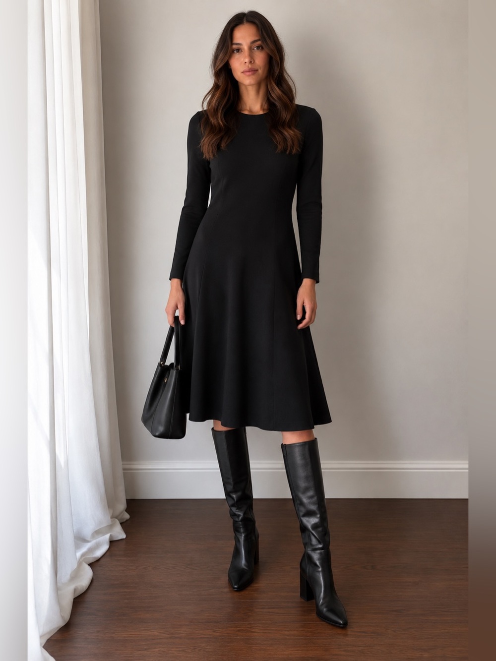 NWT Antonelli Firenze Black Mousse A-Line Dress Size 48 / US 12